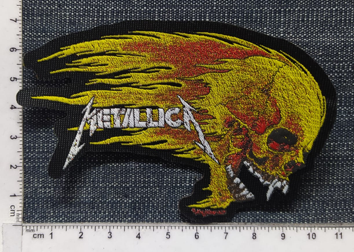 METALLICA - Flaming Skull  WOVEN PATCH