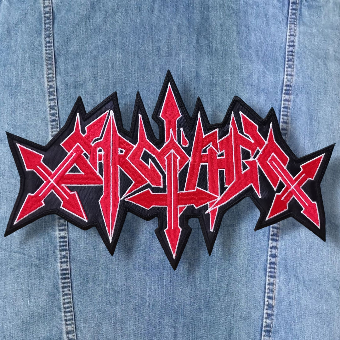 SARCOFAGO - Logo (Red/White) EMBROIDERED BACKPATCH