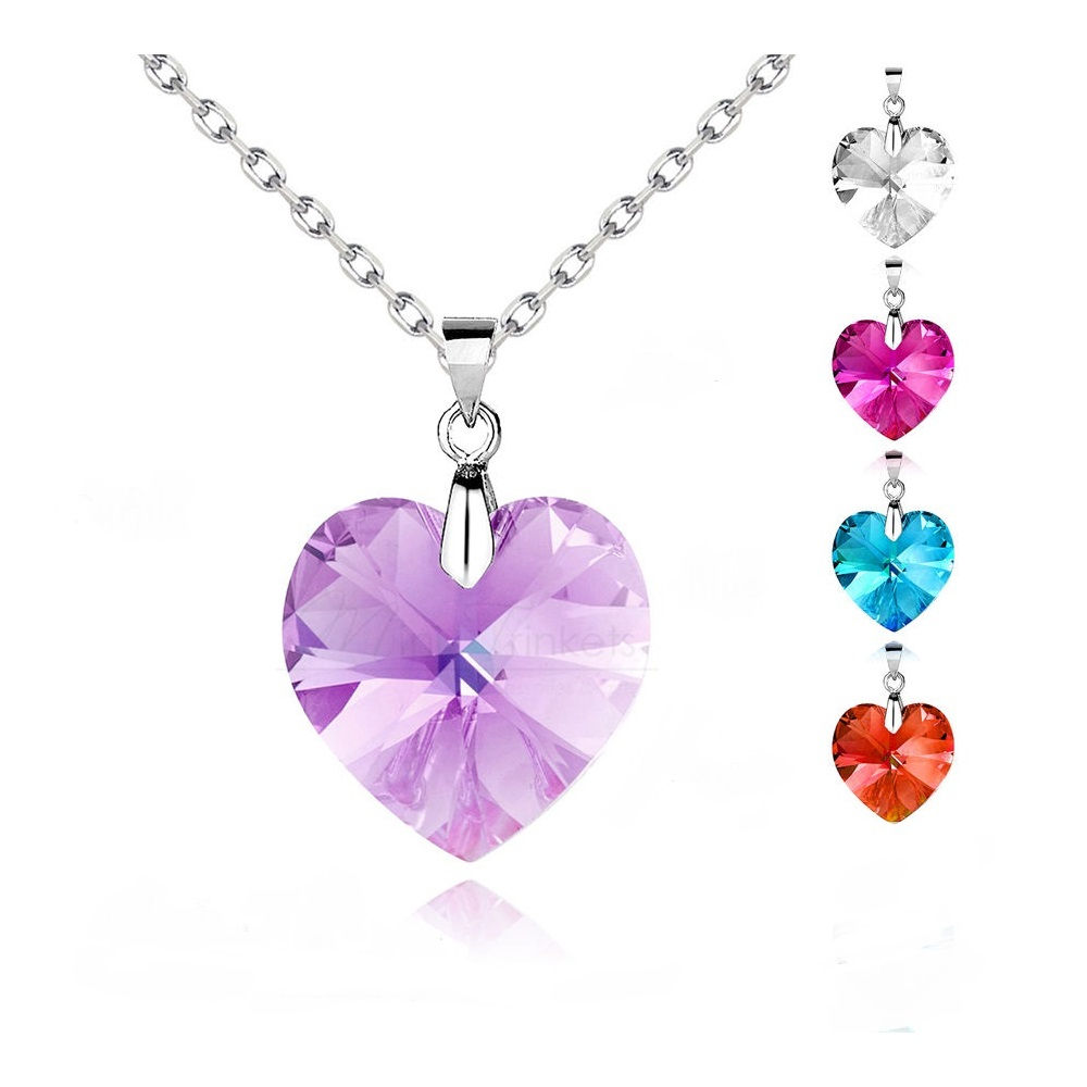 Beautiful Crystal Heart Pendant and 18 " Necklace