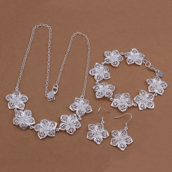 Thumbnail: Silver Flower Necklace 18", Earrings or Bracelet