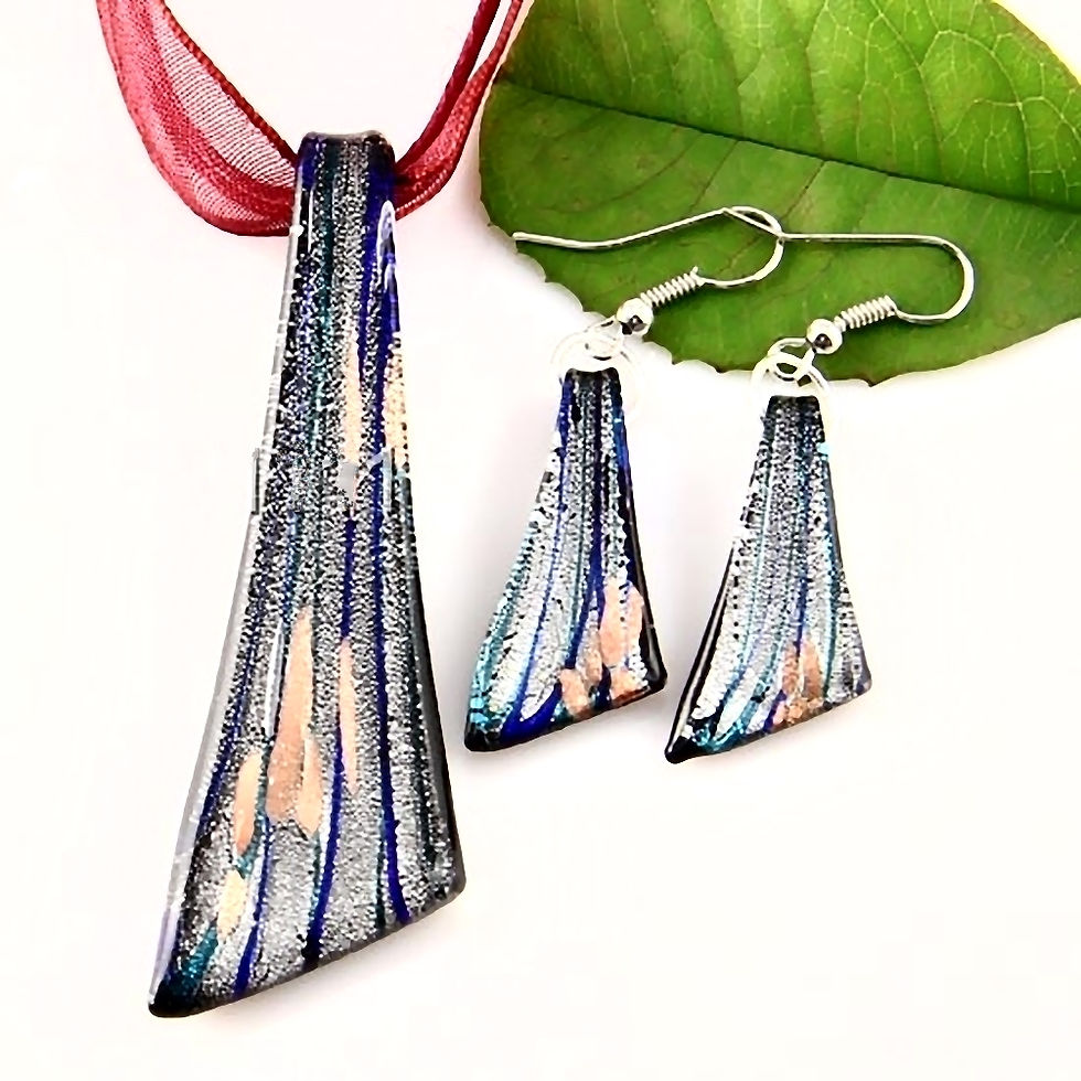 Thumbnail: Foil Venetian Murano Glass Pendants And Earrings