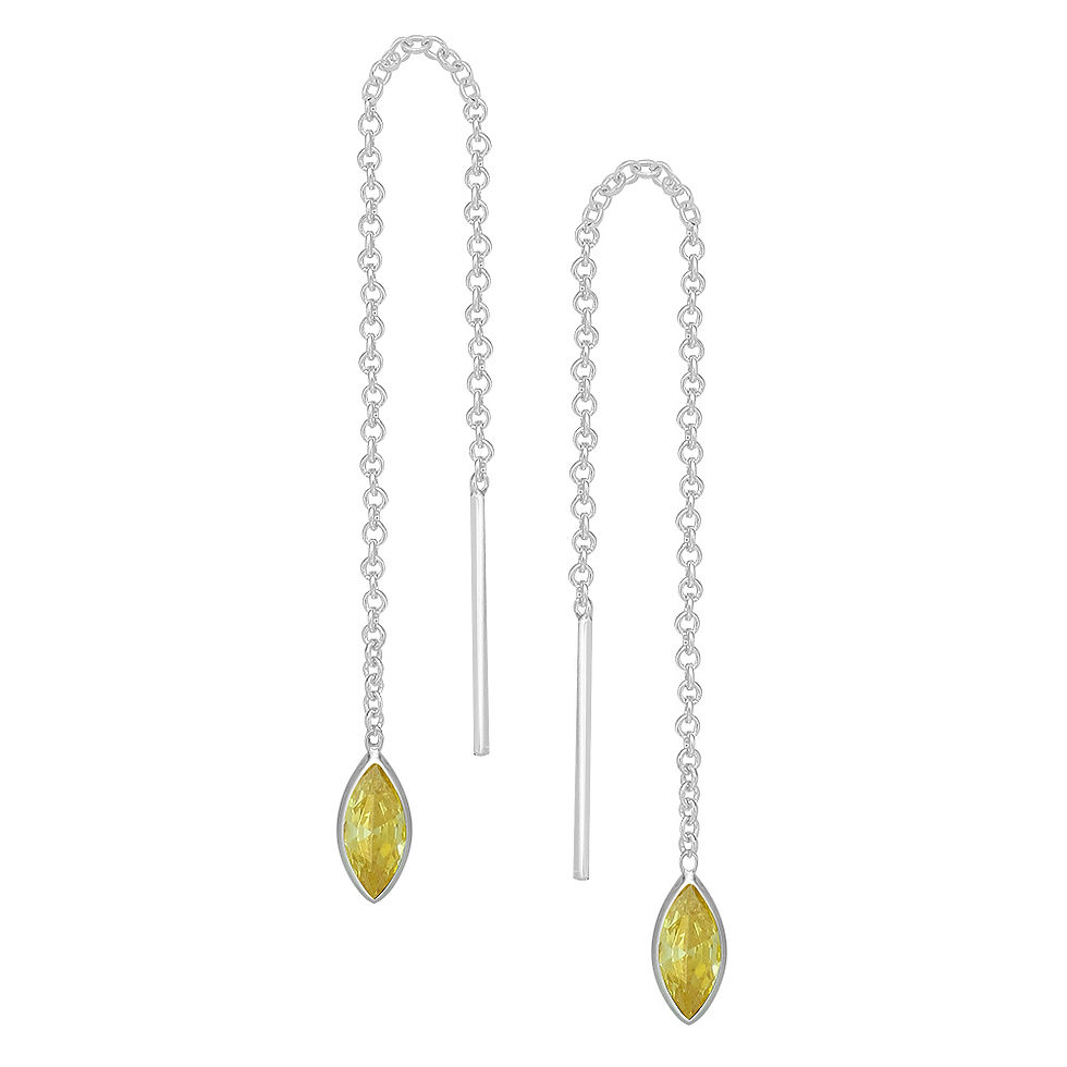 Thumbnail: Tear Drop Sterling Silver Cz Threader Earrings