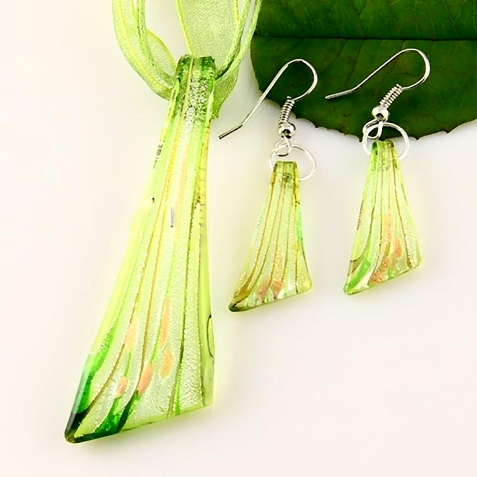 Thumbnail: Foil Venetian Murano Glass Pendants And Earrings