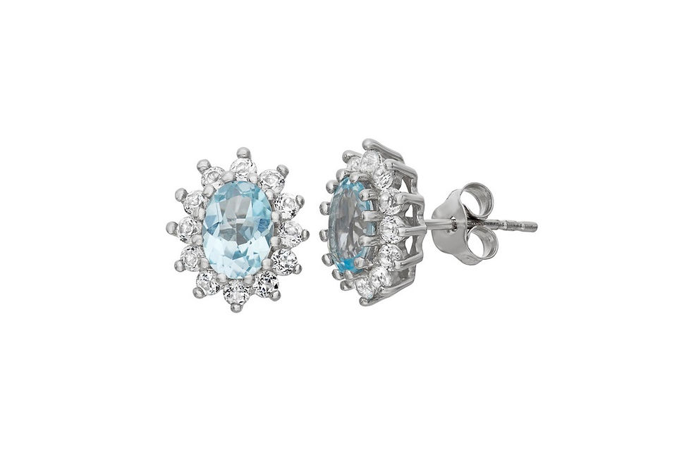 Thumbnail: Natural Amethyst Citrine Garnet Peridot Blue Topaz Earrings 925 SS