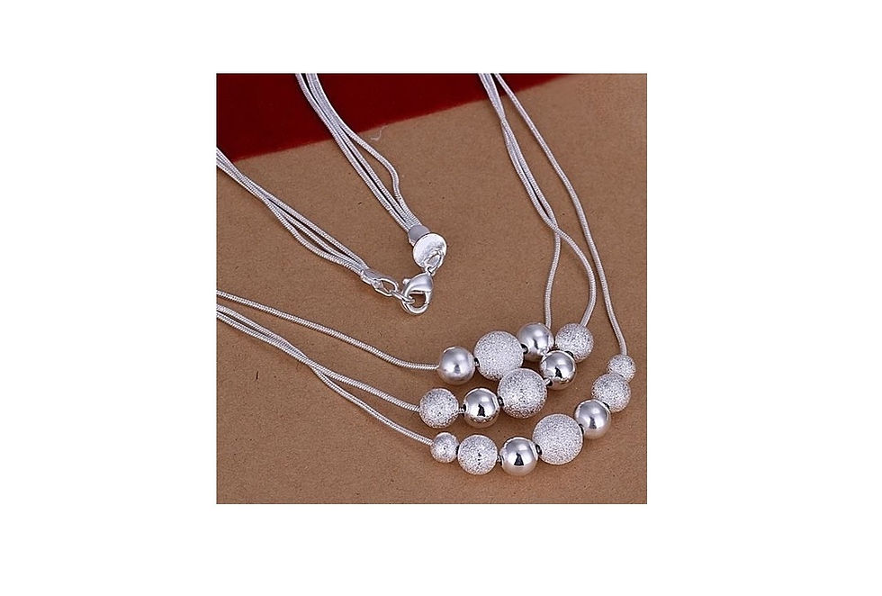 Silver 3 Layered Charming Beads Balls Necklace, Earrings