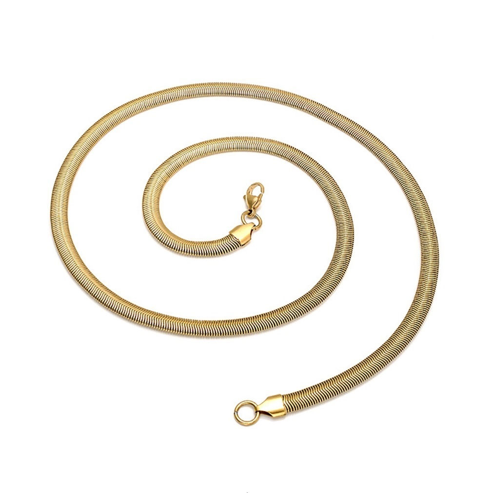 18k gold plated 6mm flat snake CHAIN Necklace