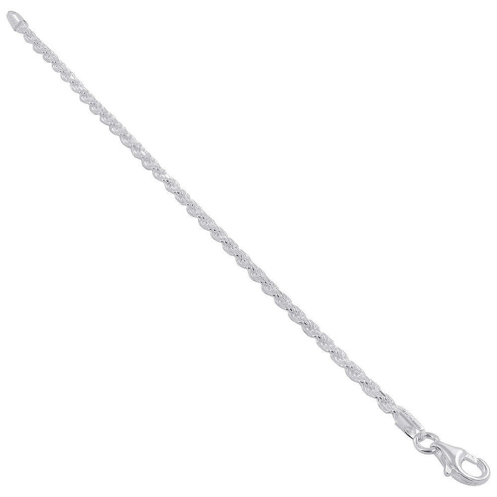 Thumbnail: Silver 2.5mm Rope Chain Bracelet 7"