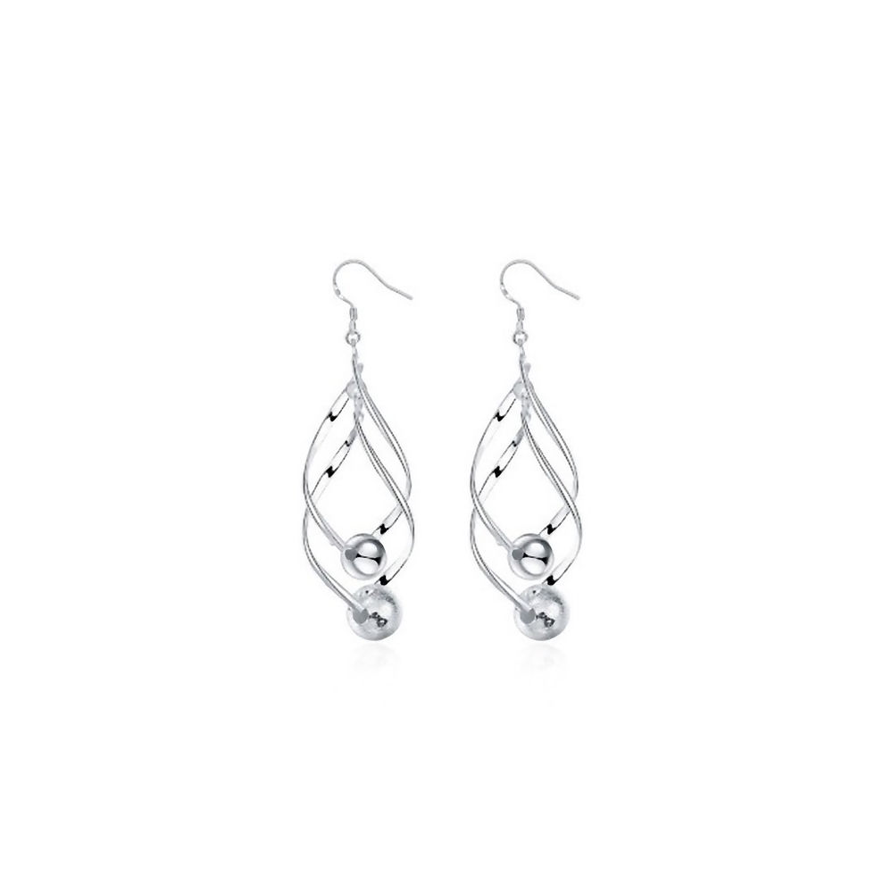 Sterling Silver Interlocking Spiral Earring with Silver Balls