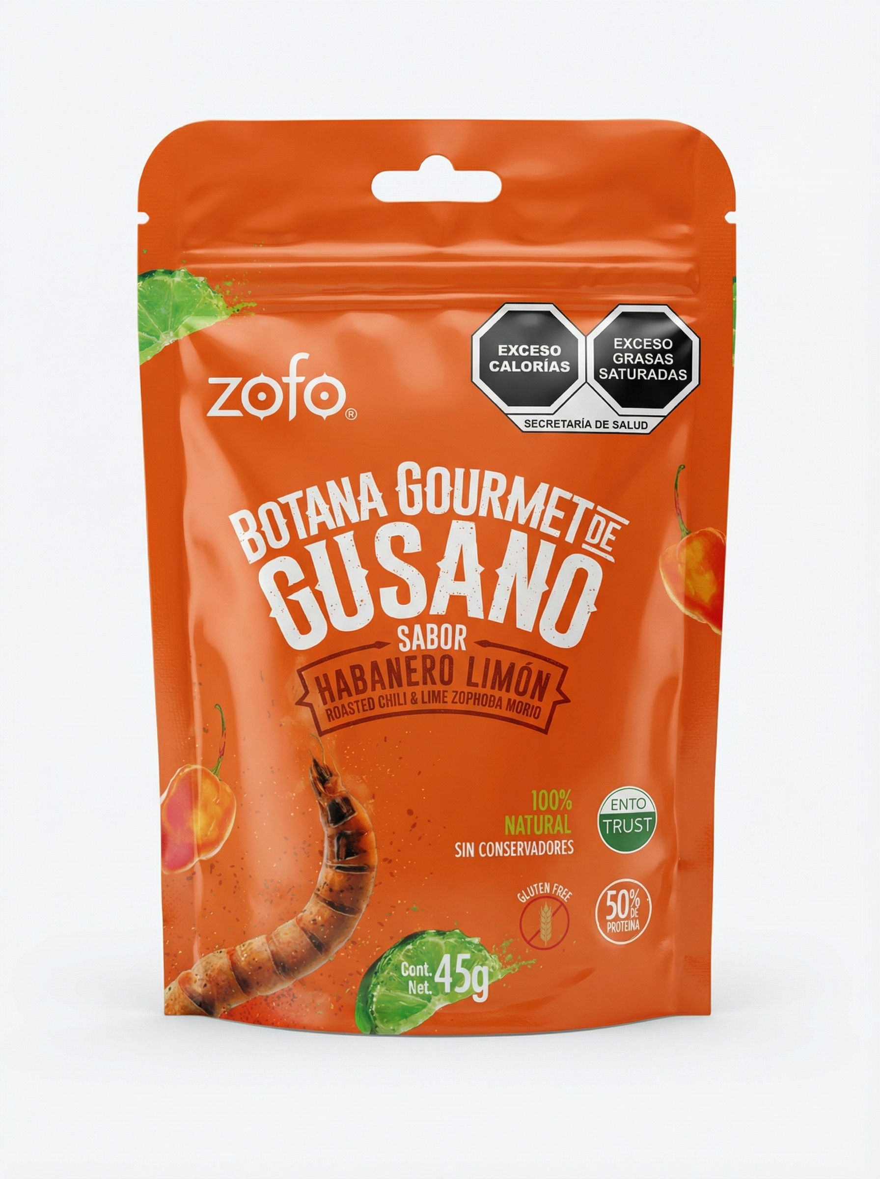 BOTANA DE GUSANO HABANERO LIMÓN 45 GR