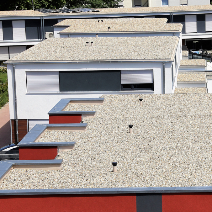 Draufsicht eines Flachdaches