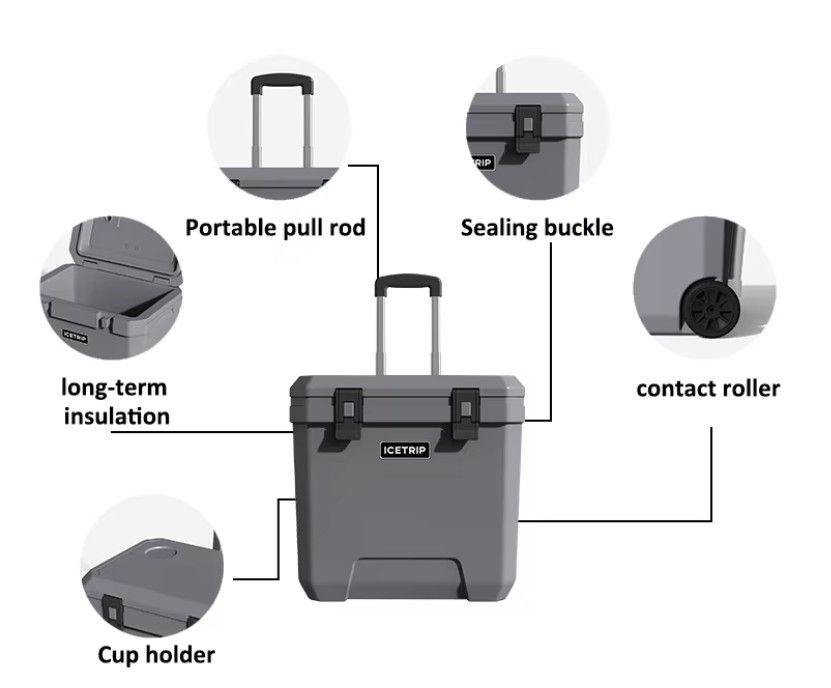 Thumbnail: Cooler Box 38L with Wheels & Adjustable telescopic handle