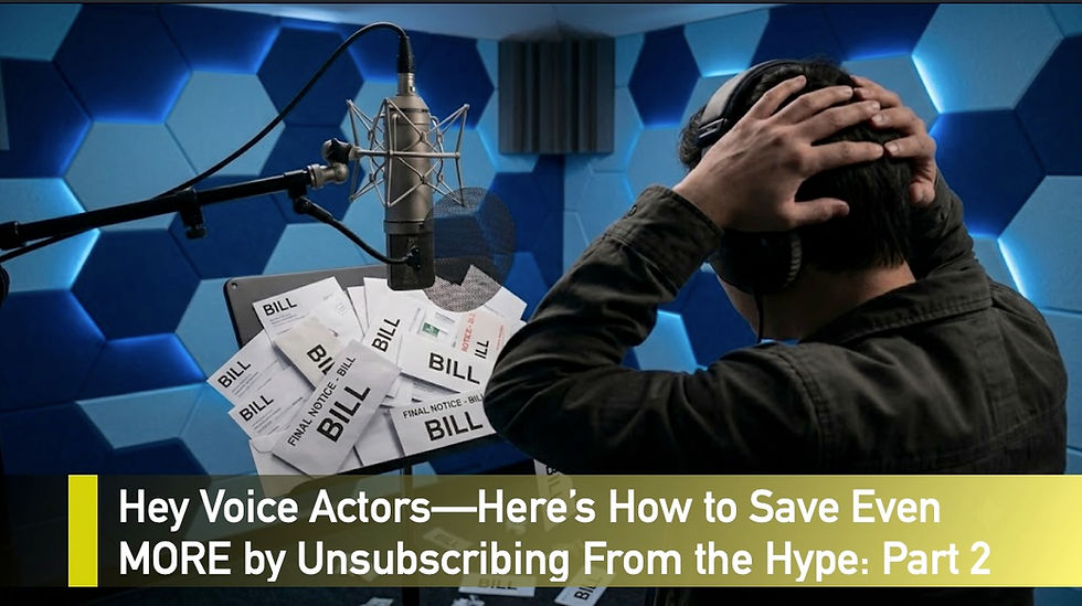 A voice actor staring at a pile of bills instead of scripts.