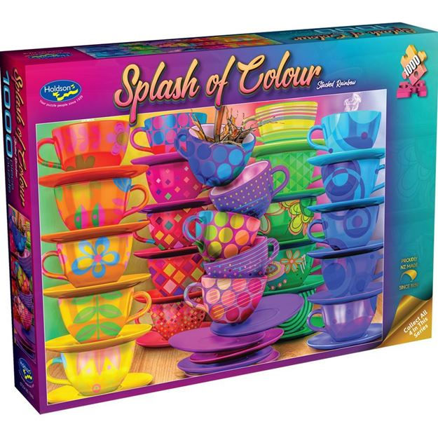 Holdson 1000pc Splash of Colour Stacked Rainbow Teacups