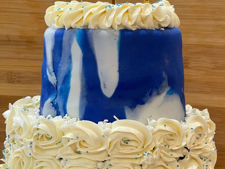 2 Tier Marble and Rosette Cake