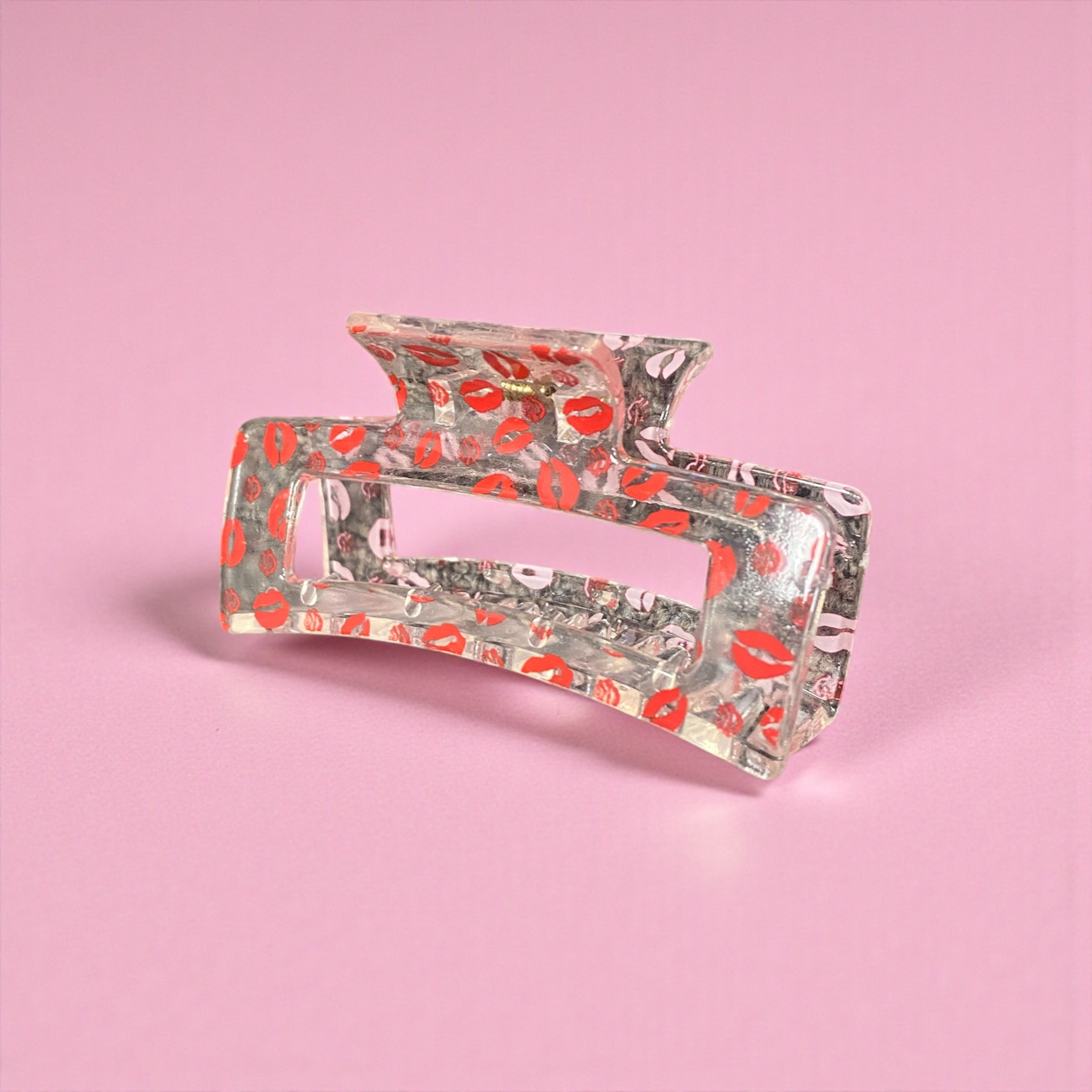 Red Lips & Hearts Hair Clip
