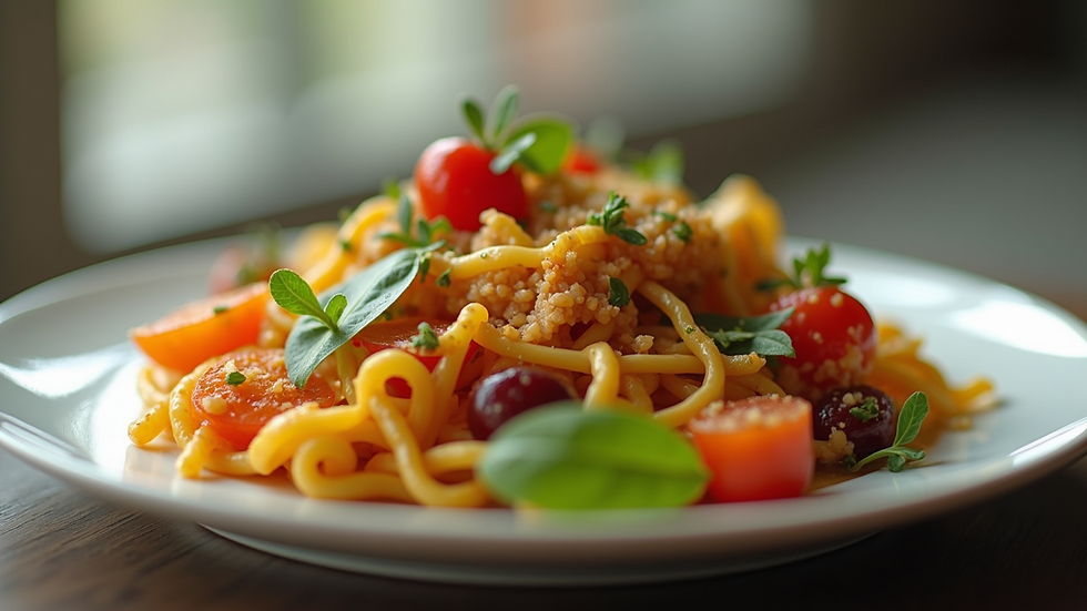 Close-up of a colorful, balanced meal on a plate