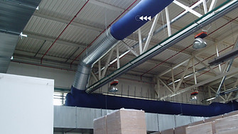 Large logistics warehouse fabric duct