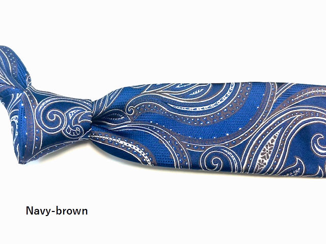 Thumbnail: Navy Warp Big Peisley Handmade tie / ビッグペイズリー　ハンドメイドタイ