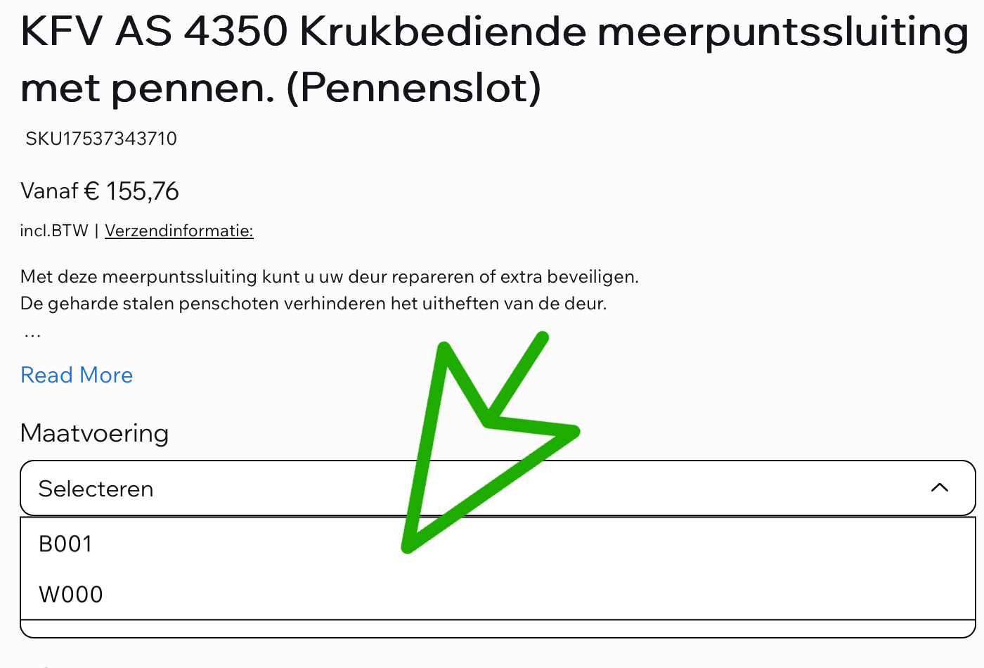 Maatvoering slot