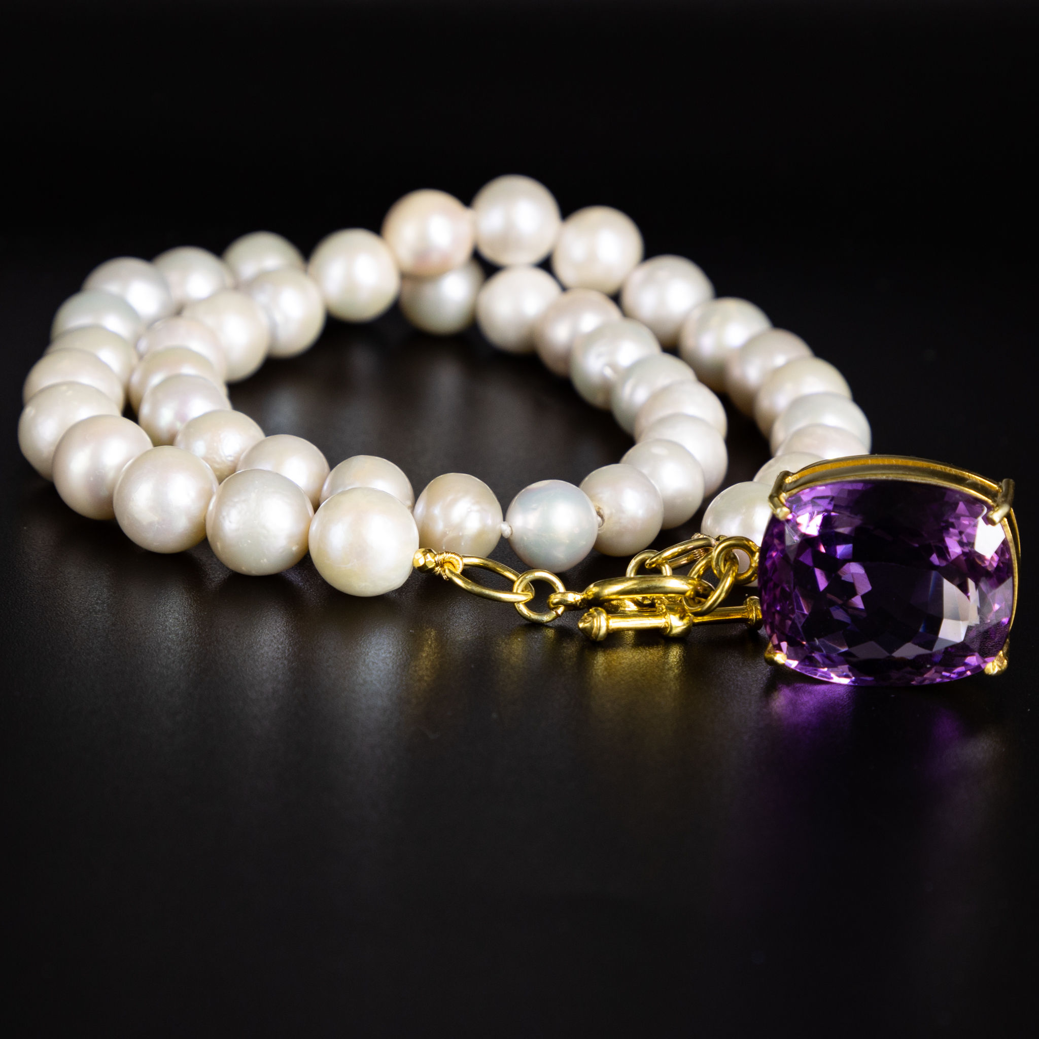 Necklace "Ameno" Amethys  Pearls Classic