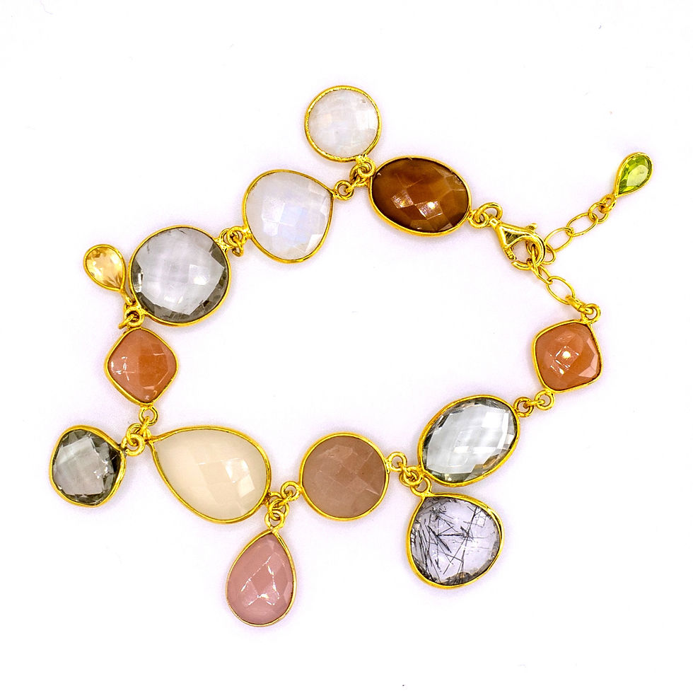Bracelet "Hetta" Moonstone Peridot Smoky Quartz
