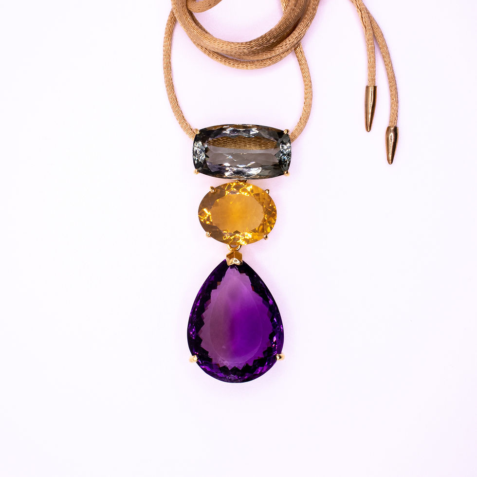Pendant "Sophia"Amethyst Citrin Silk Chain