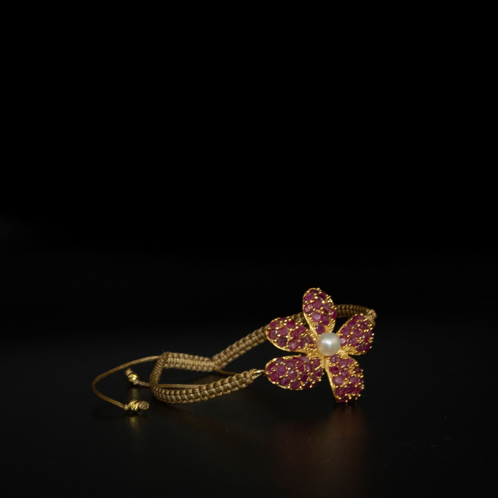 Bracelet "Ginta" Pink Ruby Shamballa Orchids