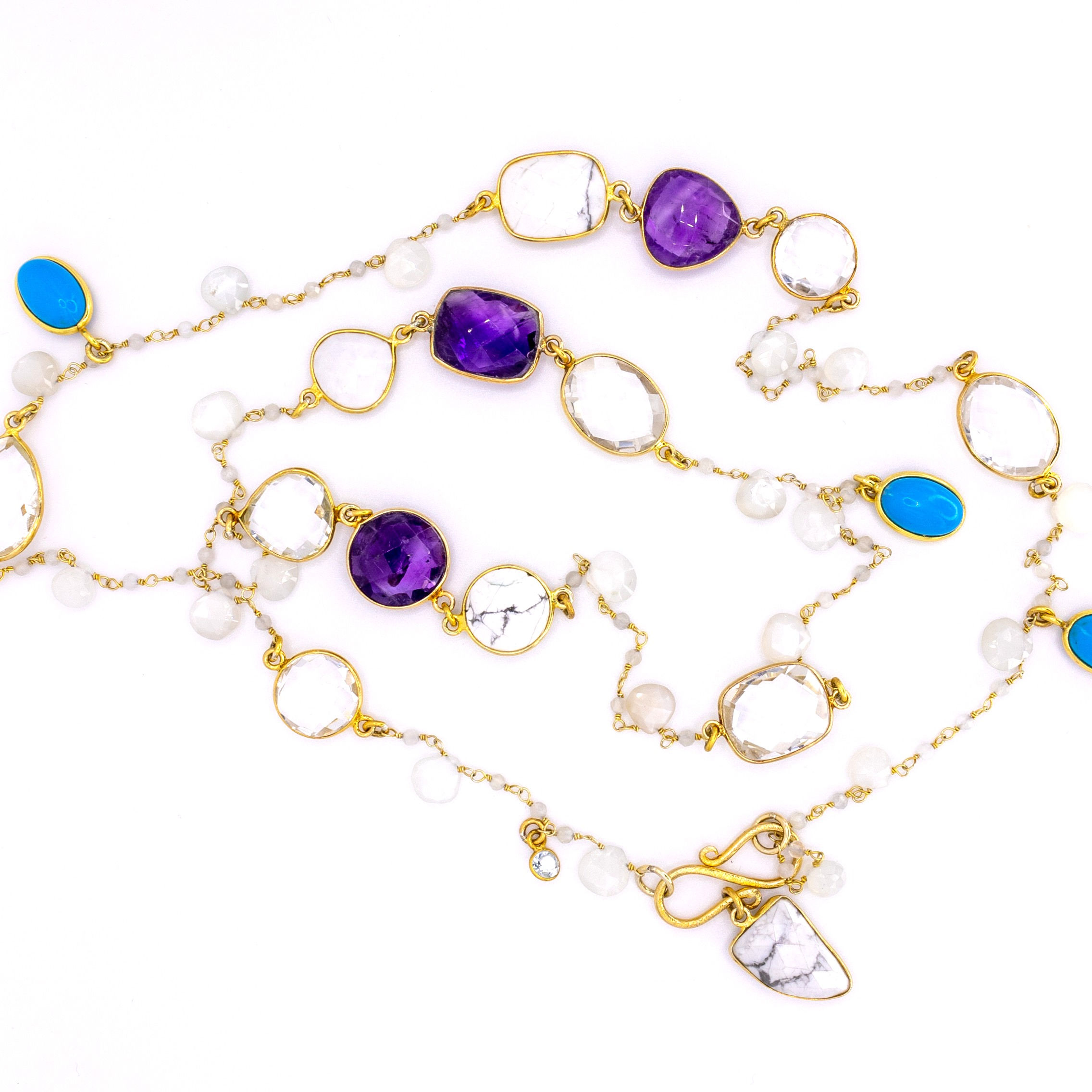 Necklace "Viva" Gipsy Amethyst Moonstone Turquoise Crystal