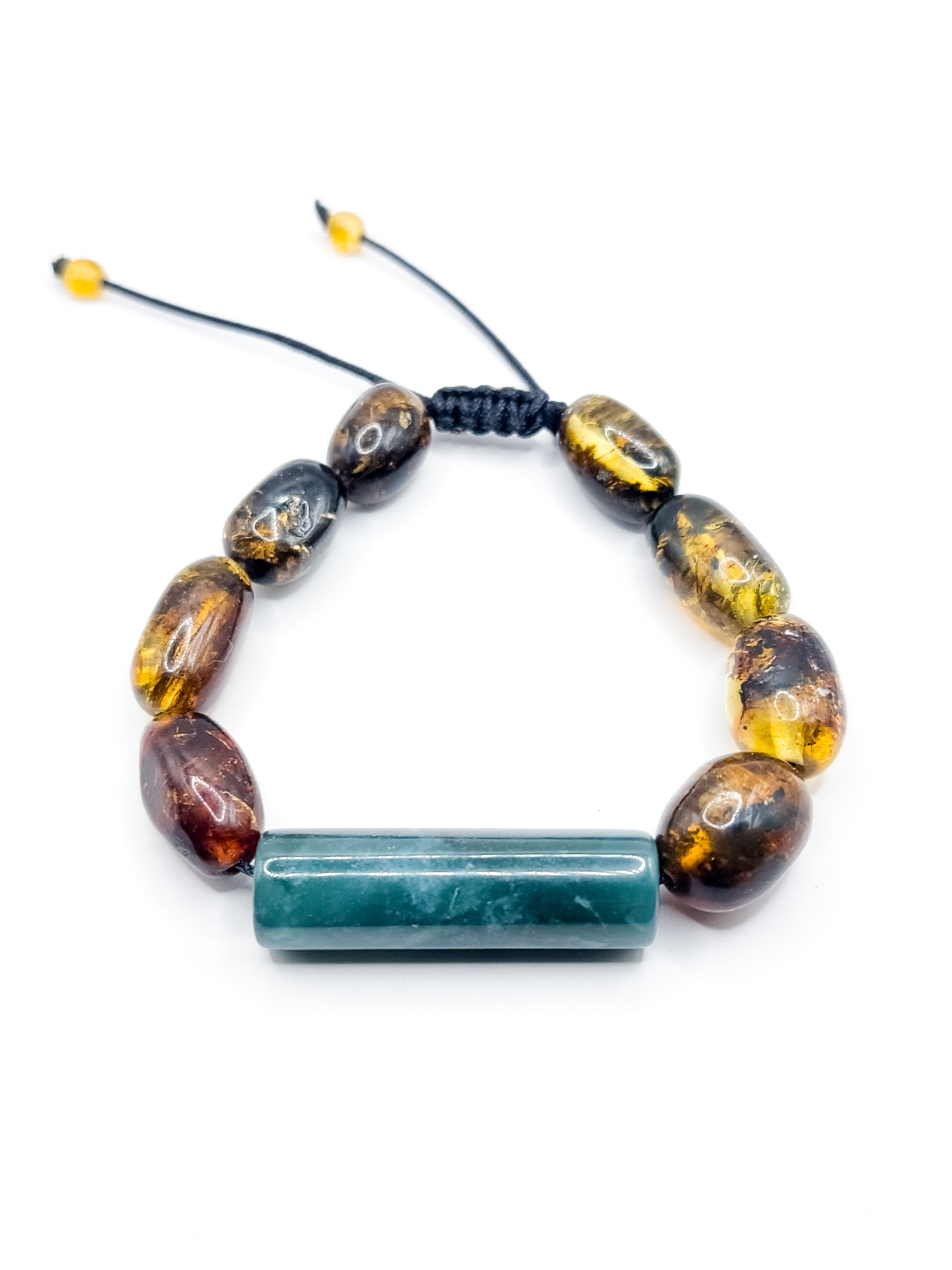 Pulsera de ámbar y jade azúl