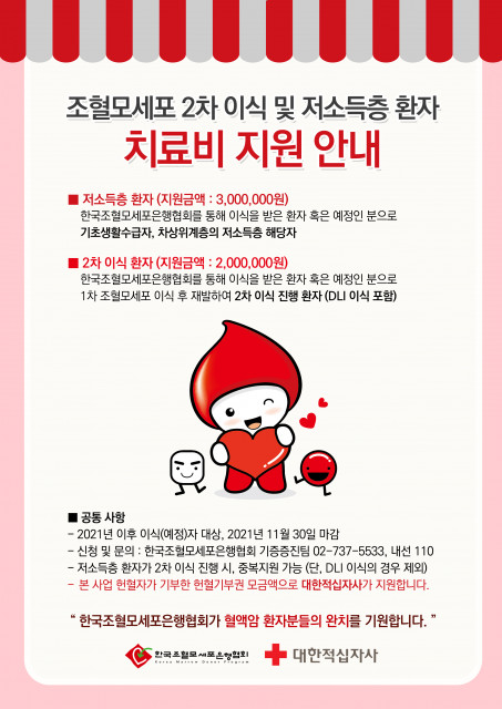 한국조혈모세포은행협회, 조혈모세포 이식환자 치료비 및 희망박스 무상 지원