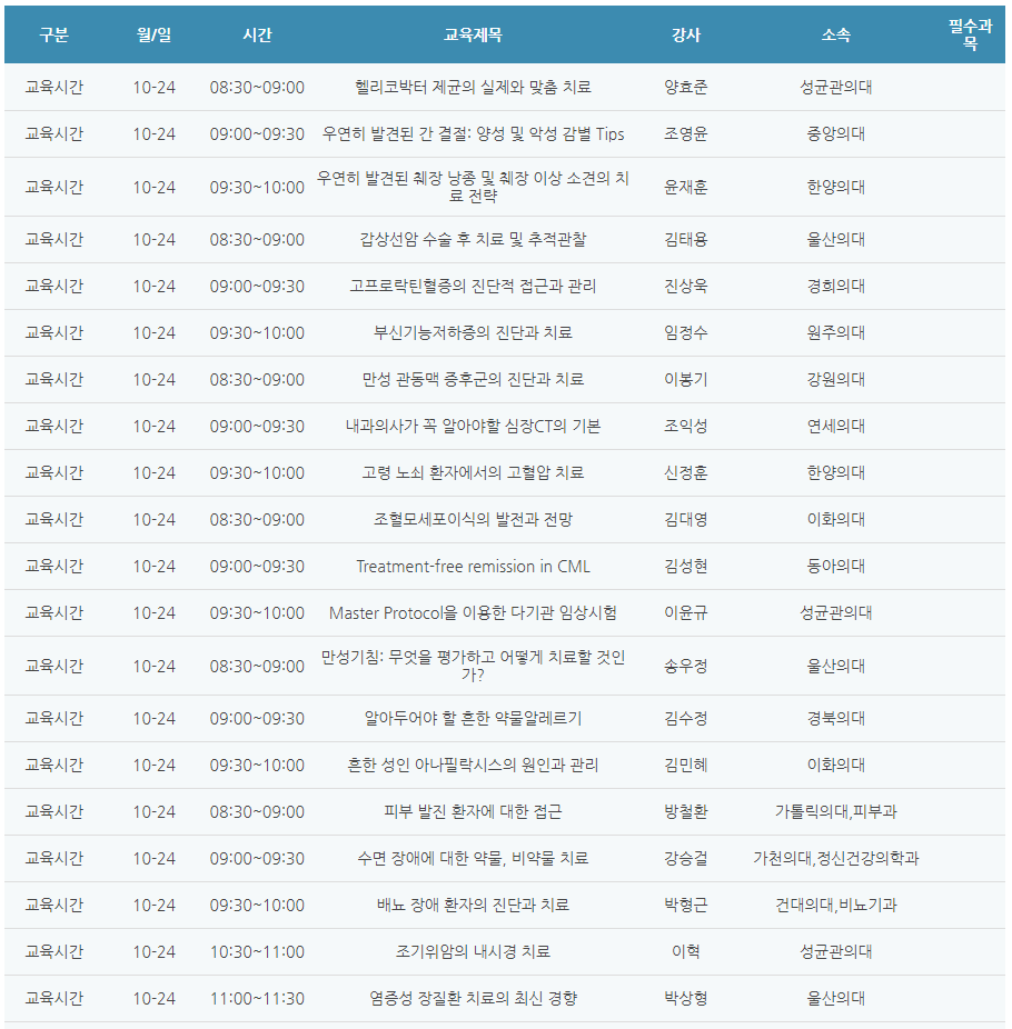 [6평점] 10/24(일) 대한내과학회 학술대회