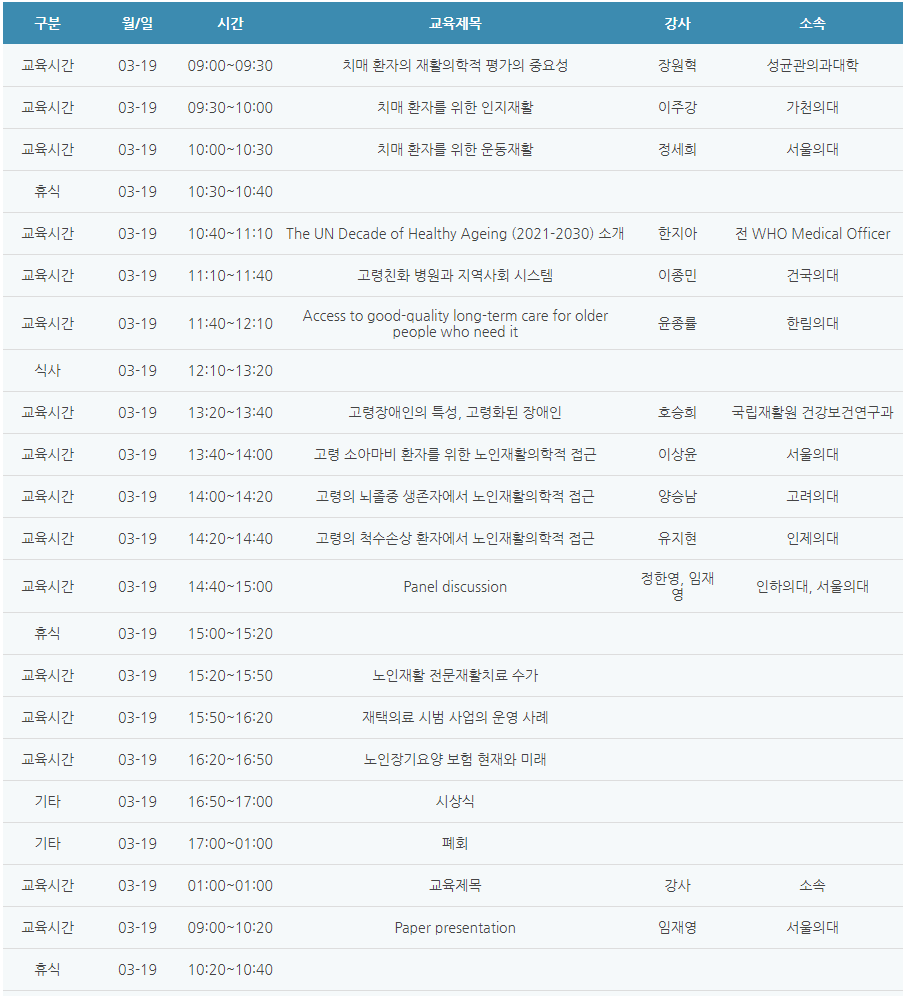 [6평점] 3/19(토) 대한노인재활의학회 학술대회