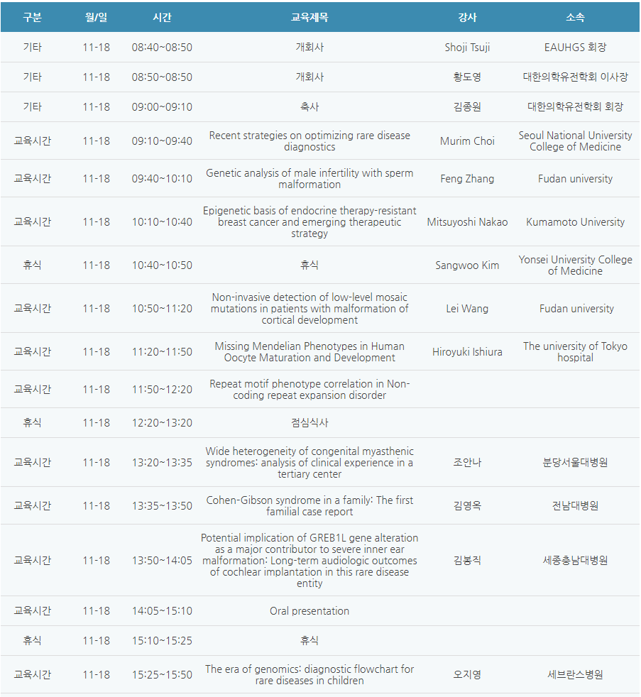 [6평점] 11/18(목) 대한의학유전학회 추계학술대회