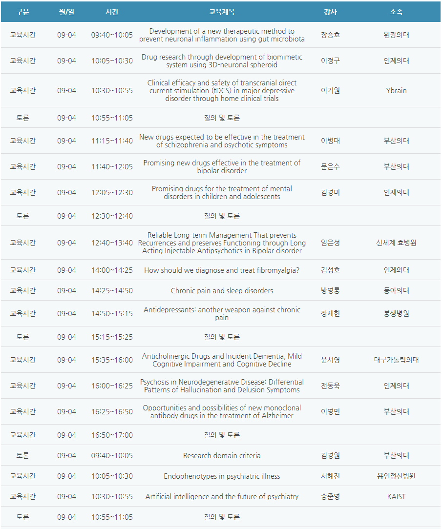 [6평점] 09/04(토) 대한생물치료정신의학회 추계학술대회(온)