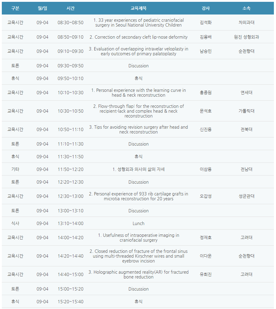 [6평점] 09/04(토) 2021 대한두개안면성형외과학회 추계 학술대회(온)