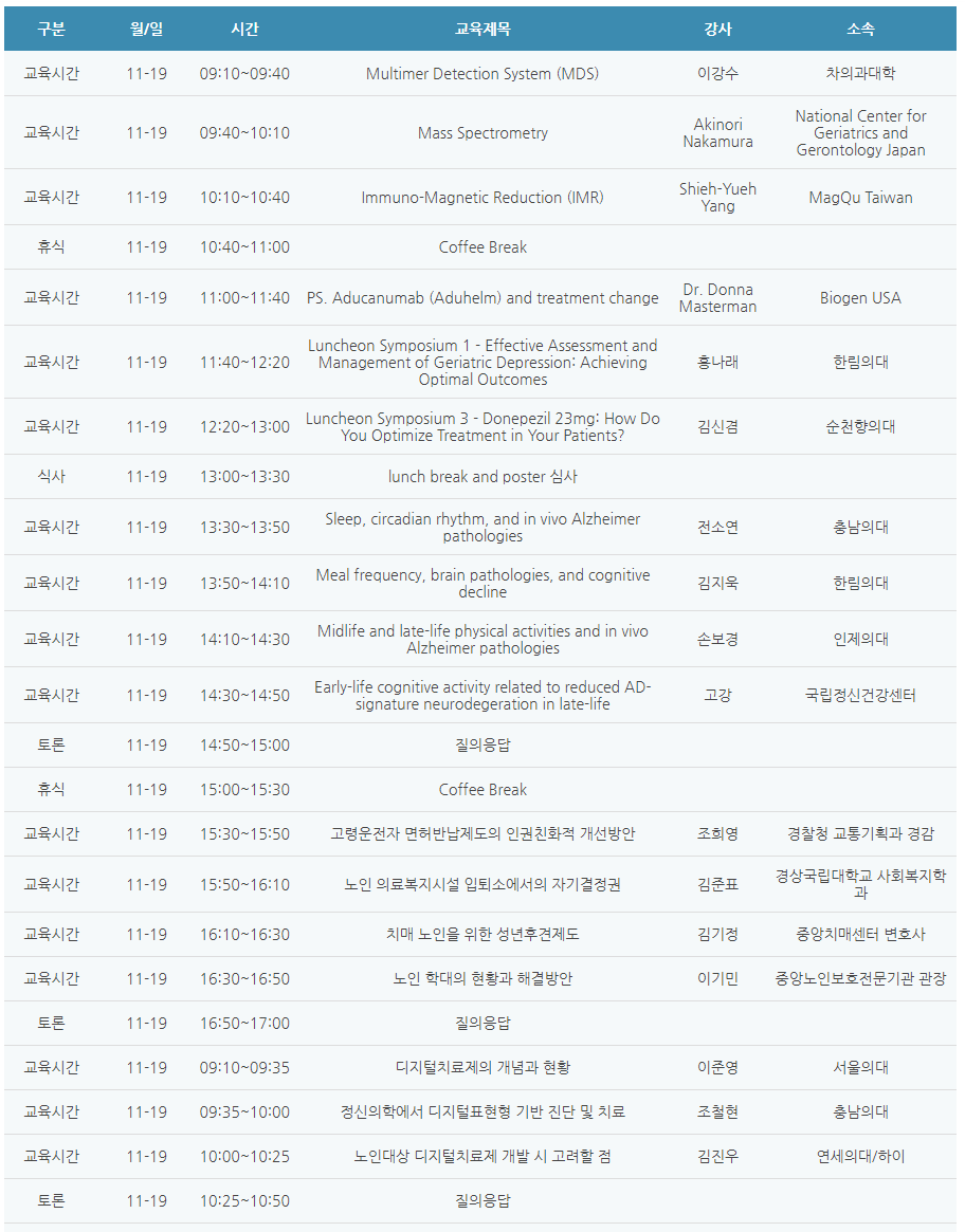 [6평점] 11/19(금) 대한노인정신의학회 학술대회