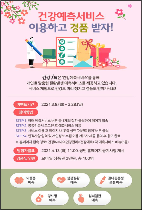건강보험, 건강예측서비스 제공 이벤트 실시