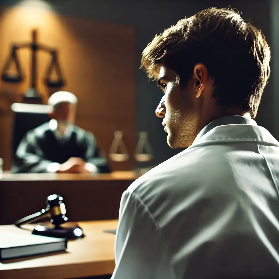 법정에서 긴장한 전공의