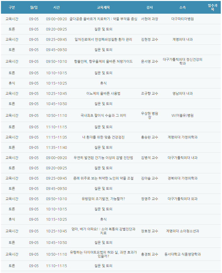 [6평점] 09/05(일) 대구광역시의사회 온라인 종합학술대회