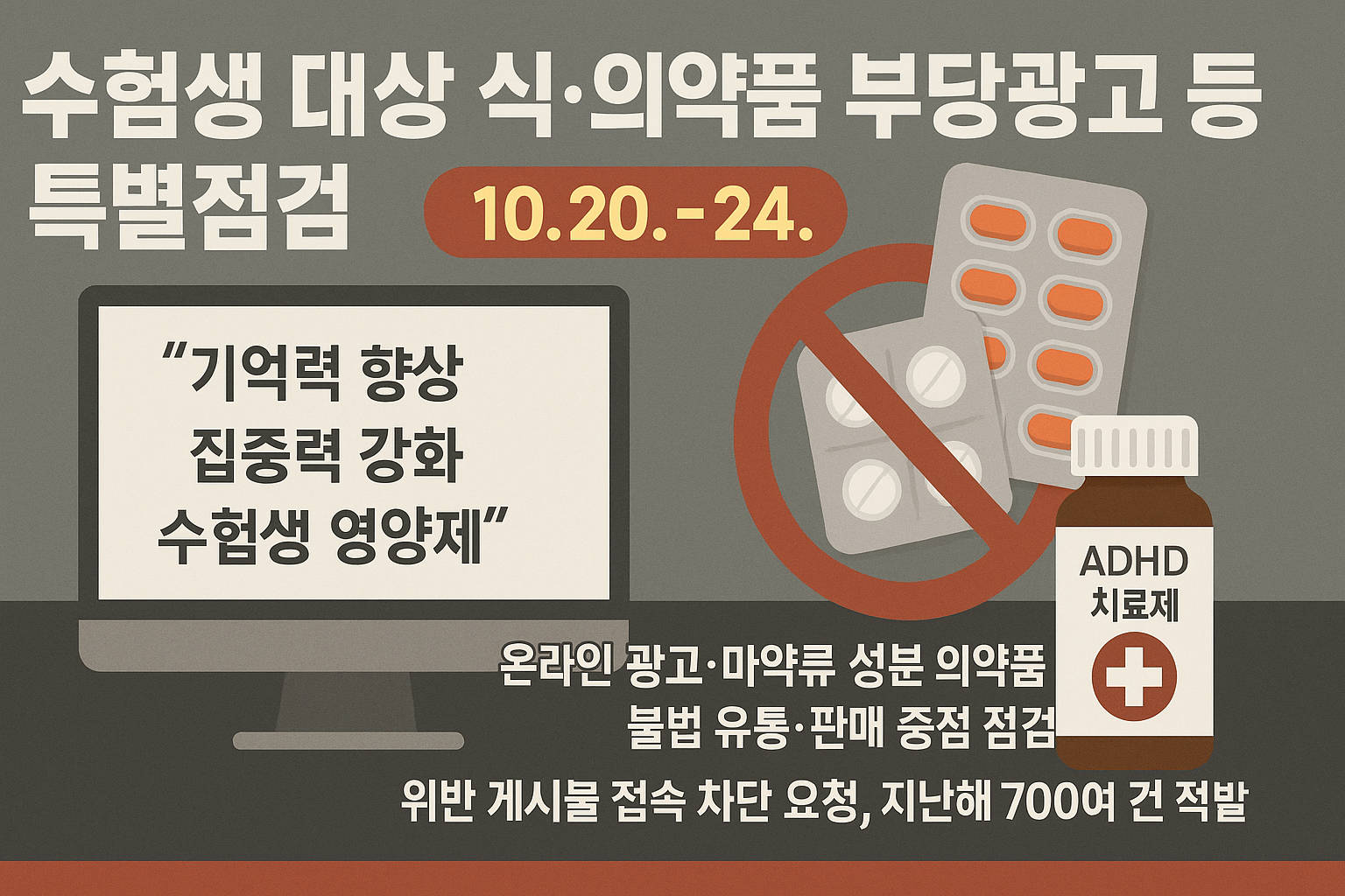 식약처, '기억력 향상·수험생 영양제' 등 온라인 불법광고 집중 점검