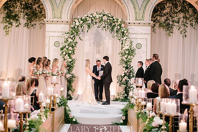 Bride and groom getting married at the Cultural Center