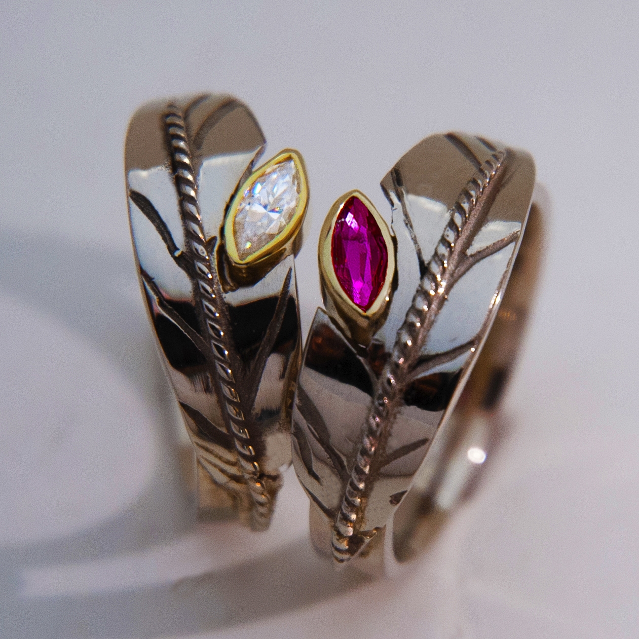 Eagle feather wedding rings Sun Flight