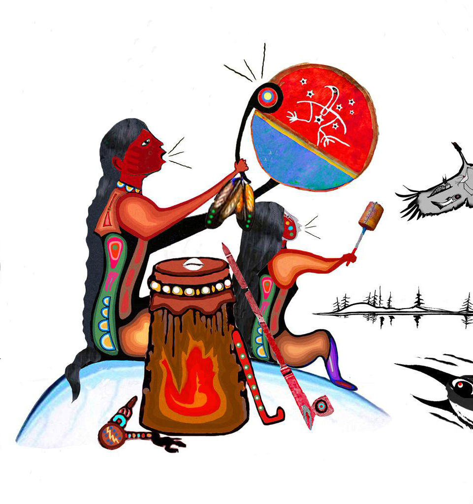 Madwewe'iganag (Sound Makers) - detail painting by Zhaawano Giizhik