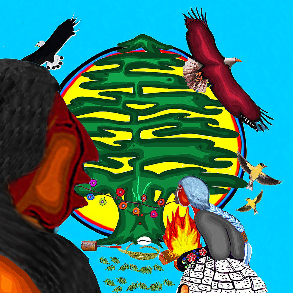 At the Roots of the Anishinaabe Language Tree painting by Zhaawano Giizhik