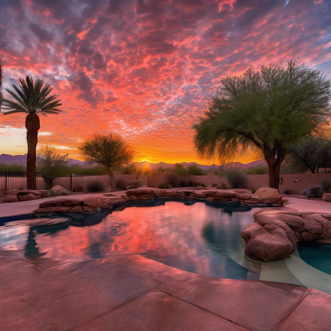 sunrise on a beautiful arizona pool in July.jpg