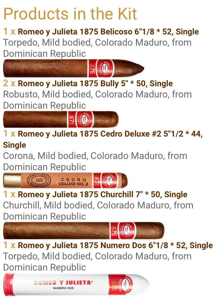 Romeo y Julieta 1875 collection 6 cigar sampler