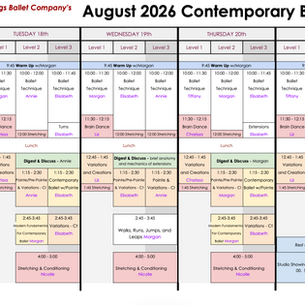 August Intensive Schedule!