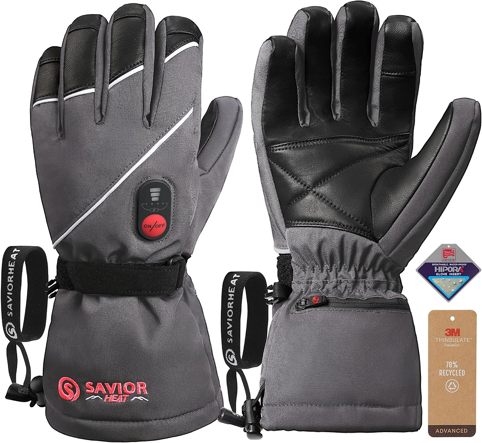 Thumbnail: Heated Gloves, Rechargeable Electric Leather Gloves for Skiing, Snowboarding & S