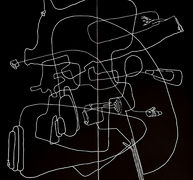 Peinture synthétique et stylo feutre sur carton noir