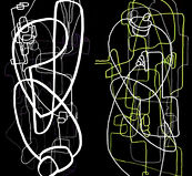 Style feutre sur carton noir. Rodolfo Gallego - artiste visuel